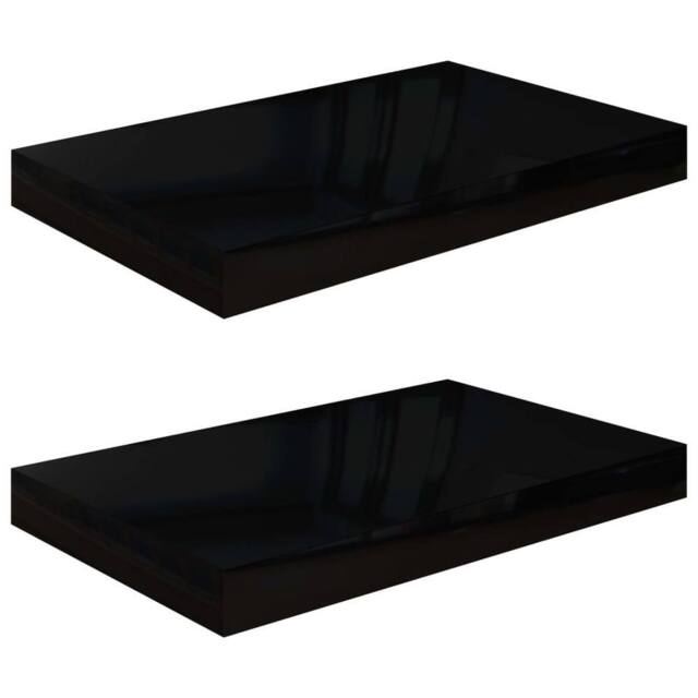 Berkfield Home Floating Wall Shelves 2 pcs High Gloss Black 40x23x3.8 cm MDF - image 1