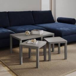 Havendro Cedar Grey Coffee Tables Set of 3 Nesting Wooden in Pale Grey - thumbnail 1