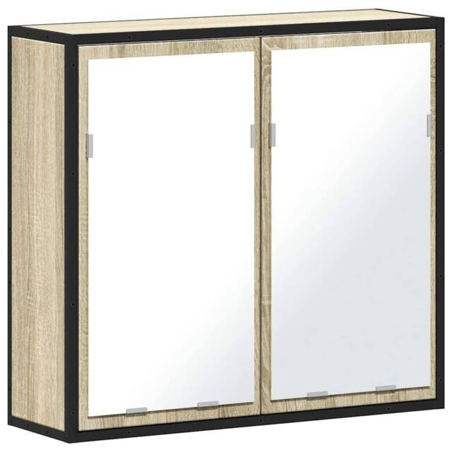 Berkfield Home Bathroom Mirror Cabinet Sonoma Oak 65x20x60 cm Engineered Wood in Light Beige - Size: 65 x 20 x 60 cm - image 1