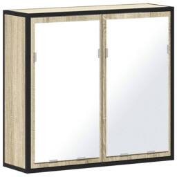Berkfield Home Bathroom Mirror Cabinet Sonoma Oak 65x20x60 cm Engineered Wood in Light Beige - Size: 65 x 20 x 60 cm