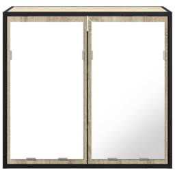 Berkfield Home Bathroom Mirror Cabinet Sonoma Oak 65x20x60 cm Engineered Wood in Light Beige - Size: 65 x 20 x 60 cm - thumbnail 5