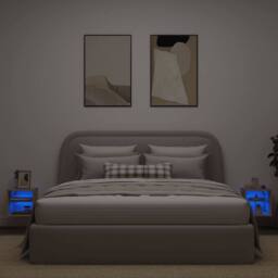 Berkfield Home TV Wall Cabinets with LED Lights 2 pcs Sonoma Oak 30x28.5x30 cm in Natural - thumbnail 3