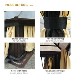 OUTSUNNY 4 x 3.6m Hardtop Gazebo Canopy with Roof & Aluminium Frame in Black - thumbnail 5