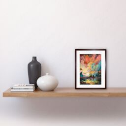 Artery8 Wall Art Print Van Gogh Inspired Atmospheric Clouds Over Mono Lake at Dawn Modern Watercolour Painting Artwork Framed 9X7 Inch - thumbnail 2
