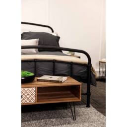 Lemon Pavilion Furniture 4.6 Feet Halston Double Bed - Metal - L200 x W146 x H113 cm - Black - thumbnail 4