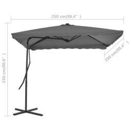 Berkfield Home Outdoor Parasol with Steel Pole 250x250 cm Anthracite in Charcoal - thumbnail 6