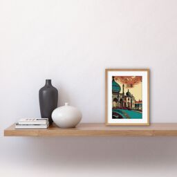 "Artery8 Wall Art Print Brighton City Royal Pavilion Ornate Artwork Framed 9X7 Inch in Beige - Size: W7"" x H9""" - thumbnail 2