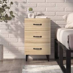Berkfield Home Bedside Cabinet Sonoma Oak 40x40x66 cm Engineered Wood in Light Tan - Size: 40 x 40 x 66 cm - thumbnail 7