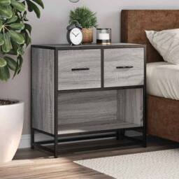 Berkfield Home Bedside Cabinet Grey Sonoma 60x31x60 cm Engineered Wood & Metal - Size: 60 x 31 x 60 cm - thumbnail 4