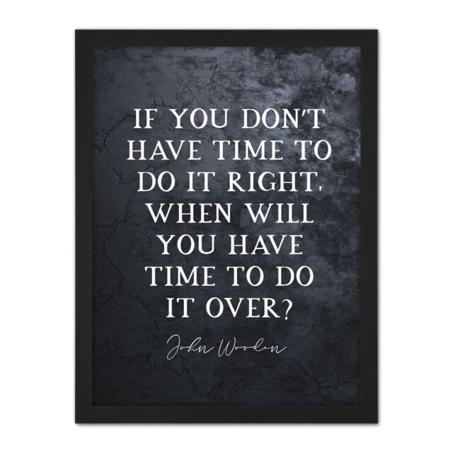 "Artery8 Wall Art Print Slate Quote John Wooden Do It Right Basketball Coach Large Framed Wall Décor Art in White - Size: W18"" x H24""" - image 1