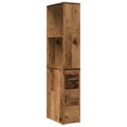 Berkfield Home Narrow Bathroom Cupboard with Wheels Old Wood Engineered Wood in Brown - thumbnail 3