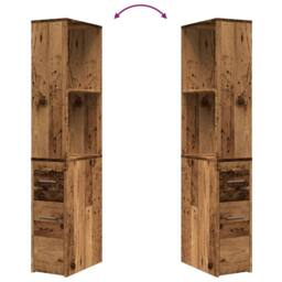 Berkfield Home Narrow Bathroom Cupboard with Wheels Old Wood Engineered Wood in Brown - thumbnail 8