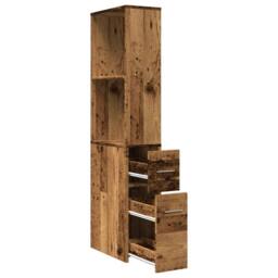 Berkfield Home Narrow Bathroom Cupboard with Wheels Old Wood Engineered Wood in Brown - thumbnail 7