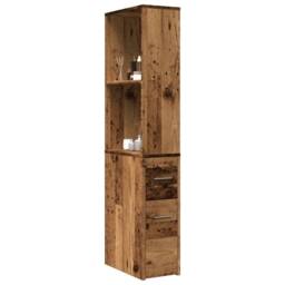 Berkfield Home Narrow Bathroom Cupboard with Wheels Old Wood Engineered Wood in Brown - thumbnail 2