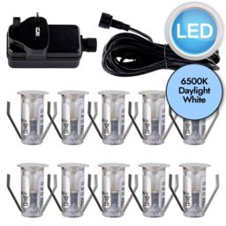 First Choice Lighting Set of 10 - 15mm Stainless Steel IP67 Cool White LED Decking Kit in Silver - thumbnail 9