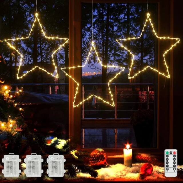 VOGREX 5 PCS/SET Fairy Lights Star-Shaped Battery Powered Warm White - image 1