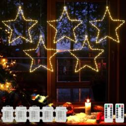 VOGREX 5 PCS/SET Fairy Lights Star-Shaped Battery Powered Warm White - thumbnail 5