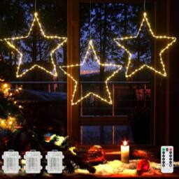VOGREX 5 PCS/SET Fairy Lights Star-Shaped Battery Powered Warm White - thumbnail 3