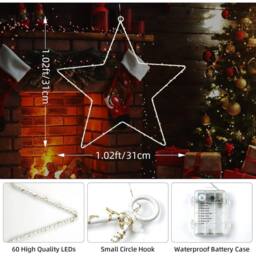VOGREX 5 PCS/SET Fairy Lights Star-Shaped Battery Powered Warm White - thumbnail 2