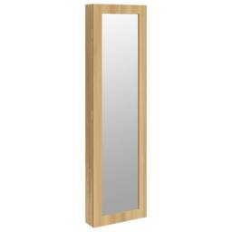 Berkfield Home Mirror Jewellery Cabinet Wall Mounted 30x8.5x106 cm in Brown - thumbnail 2