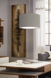 Loops Pendant Light Colour Satin Nickel Steel Shade Taupe Fabric Bulb E27 1x60W in Metallics - thumbnail 3