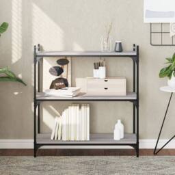 Berkfield Home Bookcase 3-Tier Grey Sonoma 80x30x86 cm Engineered Wood - Size: 80 x 30 x 86 cm - thumbnail 2