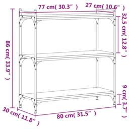 Berkfield Home Bookcase 3-Tier Grey Sonoma 80x30x86 cm Engineered Wood - Size: 80 x 30 x 86 cm - thumbnail 9