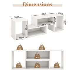 Costway 2 Piece Console TV Stand Free Combination TV Media Table with Storage Shelf in White - thumbnail 2