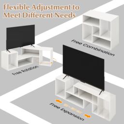 Costway 2 Piece Console TV Stand Free Combination TV Media Table with Storage Shelf in White - thumbnail 5