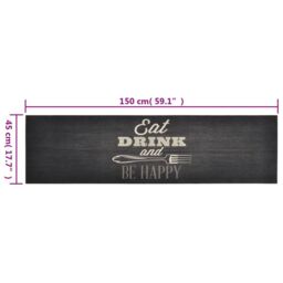 Berkfield Home Kitchen Rug Washable Kitchen Black 45x150 cm Velvet - thumbnail 5