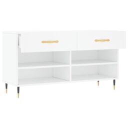 Berkfield Home Shoe Bench White 102x35x55 cm Engineered Wood - Size: 102 x 35 x 55 cm - thumbnail 5