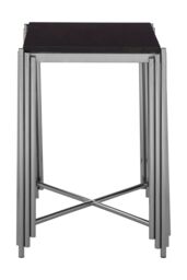 Orsina Art Deco Black Granite Side Table, Silver Finished Bedside Table, Round Table By Couch, Decorative Table - thumbnail 3