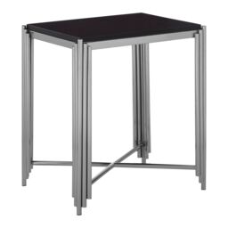 Orsina Art Deco Black Granite Side Table, Silver Finished Bedside Table, Round Table By Couch, Decorative Table - thumbnail 2