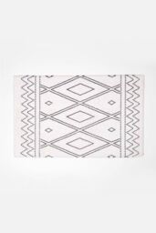 Homescapes Black & White Bath Mat 100% Cotton Boho Design, 50 x 80 cm