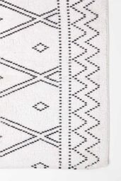 Homescapes Black & White Bath Mat 100% Cotton Boho Design, 50 x 80 cm - thumbnail 2