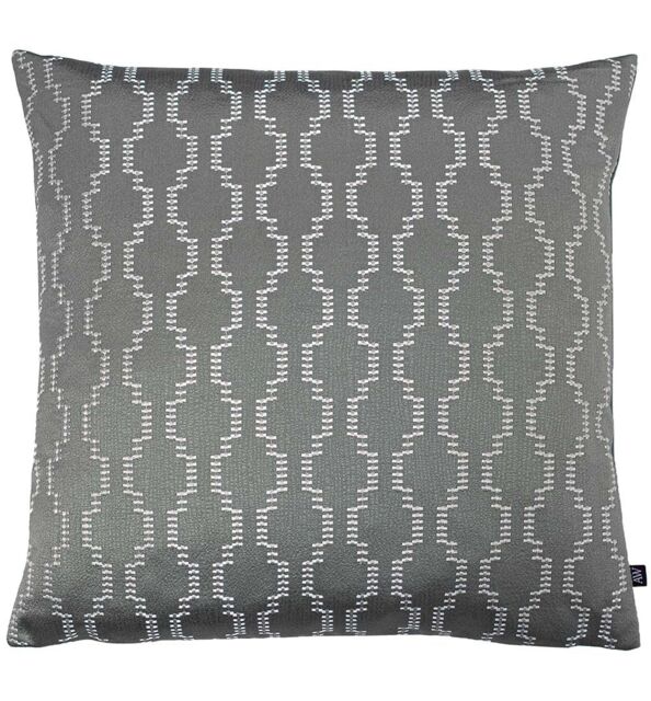 Ashley Wilde Nash Embroidered Satin Jaquard Cushion in Dark Grey - image 1