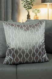 Ashley Wilde Nash Embroidered Satin Jaquard Cushion in Dark Grey - thumbnail 4