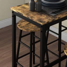 STILVORA Bar Table Set with 4 Stools wooden structure in Brown - thumbnail 9