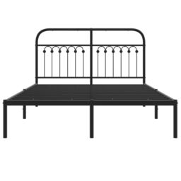 Berkfield Home Metal Bed Frame without Mattress with Headboard Black 140x190cm - Size: 140x190 cm - thumbnail 4