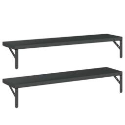Berkfield Home Wall Shelves 2 pcs 100x23.5 cm Black Stainless Steel - thumbnail 7