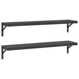 Berkfield Home Wall Shelves 2 pcs 100x23.5 cm Black Stainless Steel - thumbnail 3
