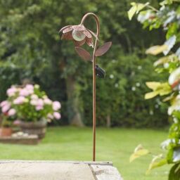 Marco Paul 90cm Bronze Crackle Glass Silhouette Flower Solar Stake Light in Copper - thumbnail 2