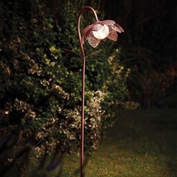 Marco Paul 90cm Bronze Crackle Glass Silhouette Flower Solar Stake Light in Copper
