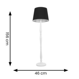 ValueLights Victoria White Wood Traditional Stem Floor Lamp with Fabric Tapered Shade in Black - thumbnail 6