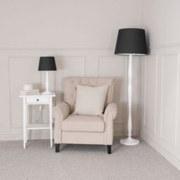 ValueLights Victoria White Wood Traditional Stem Floor Lamp with Fabric Tapered Shade in Black - thumbnail 5