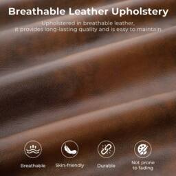 Dprodo 220CM Faux Leather Couch, Pet Friendly Couch in Brown - thumbnail 4