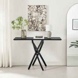 FurnitureboxUK Leonardo Black Wood Veneer Console Table - thumbnail 2