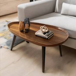 Pirlo Plush 2PC Nesting Tables Industrial Rustic Brown Living Room Furniture in Dark Brown - thumbnail 3