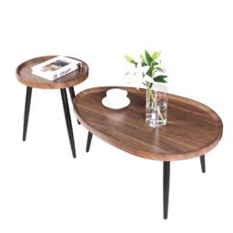 Pirlo Plush 2PC Nesting Tables Industrial Rustic Brown Living Room Furniture in Dark Brown - thumbnail 5