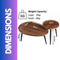 Pirlo Plush 2PC Nesting Tables Industrial Rustic Brown Living Room Furniture in Dark Brown - thumbnail 6